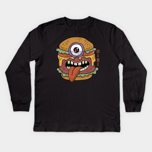 Kawaii Japanese Monster Burger Kids Long Sleeve T-Shirt